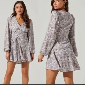 Astr The Label Floral Mini Dress Long Sleeve Size XL Romantic ADR101612